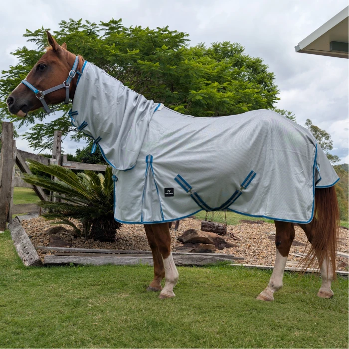 Mesh Combo Horse Rug - Teal & Grey product image