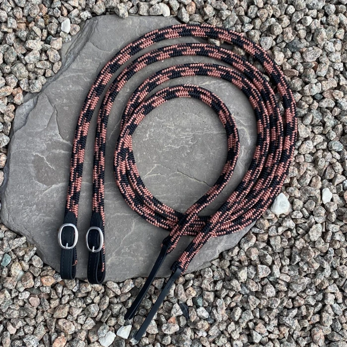 Polyester Split Reins -Copper & Black 