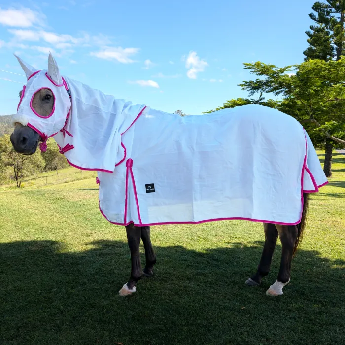 Flag Hooded Horse Rug - Pink Trim