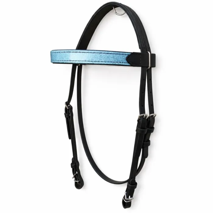  RACE HEAD BRIDLE – Black with Pale Blue Glitter Browband