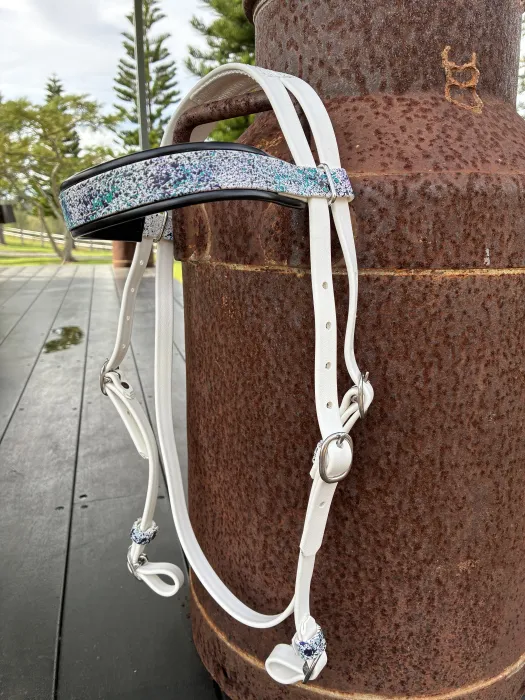 BioThane Race Head Bridle - White with Splash Paint - COB